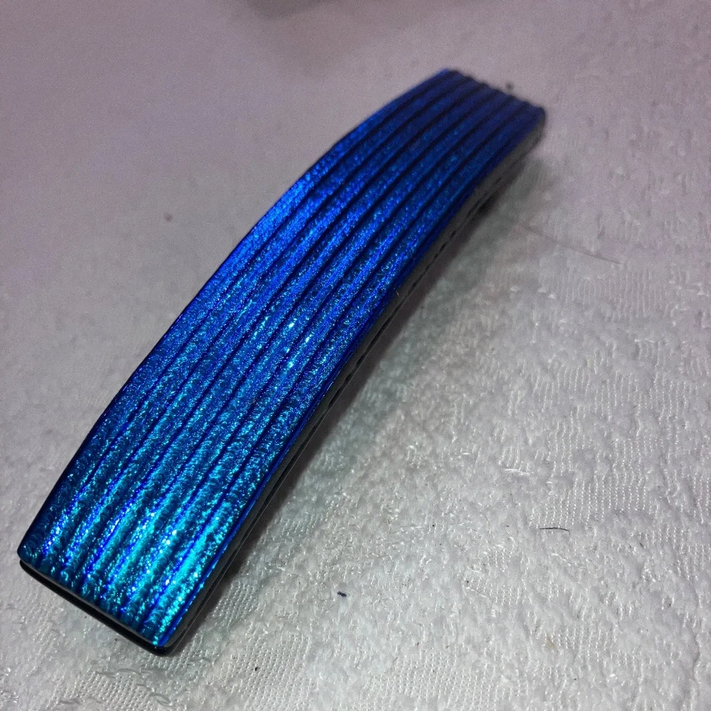 Dichronic fused glass barrette, 5
